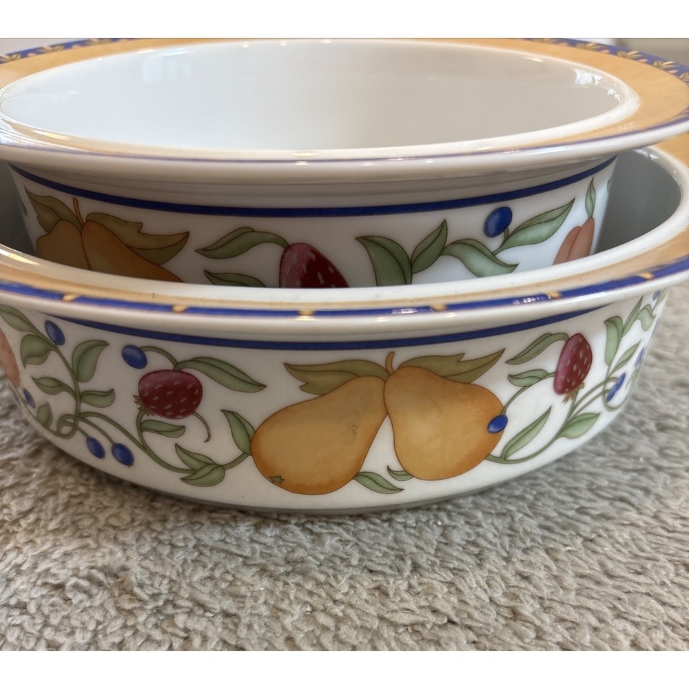 Lot Of 2 Dansk Int. Designs China Fiancé Fruits Dinnerware Serving Bowls 7"&8"